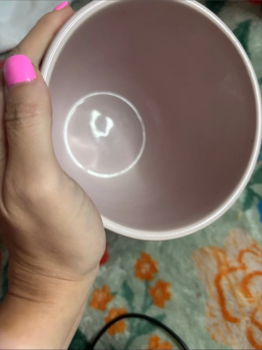 Pink Ceramic Face Planter with Gold Accents